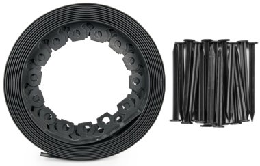 Obruba záhonů, černá, 10 m x 4 cm, 20 ks kotev EASY BORDER BRADAS OBEB4010SET