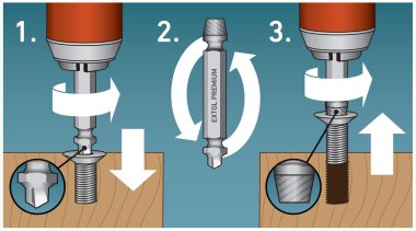 Vytahováky zalomených šroubů EXTOL PREMIUM 4ks