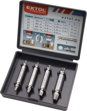 Vytahováky zalomených šroubů EXTOL PREMIUM 4ks